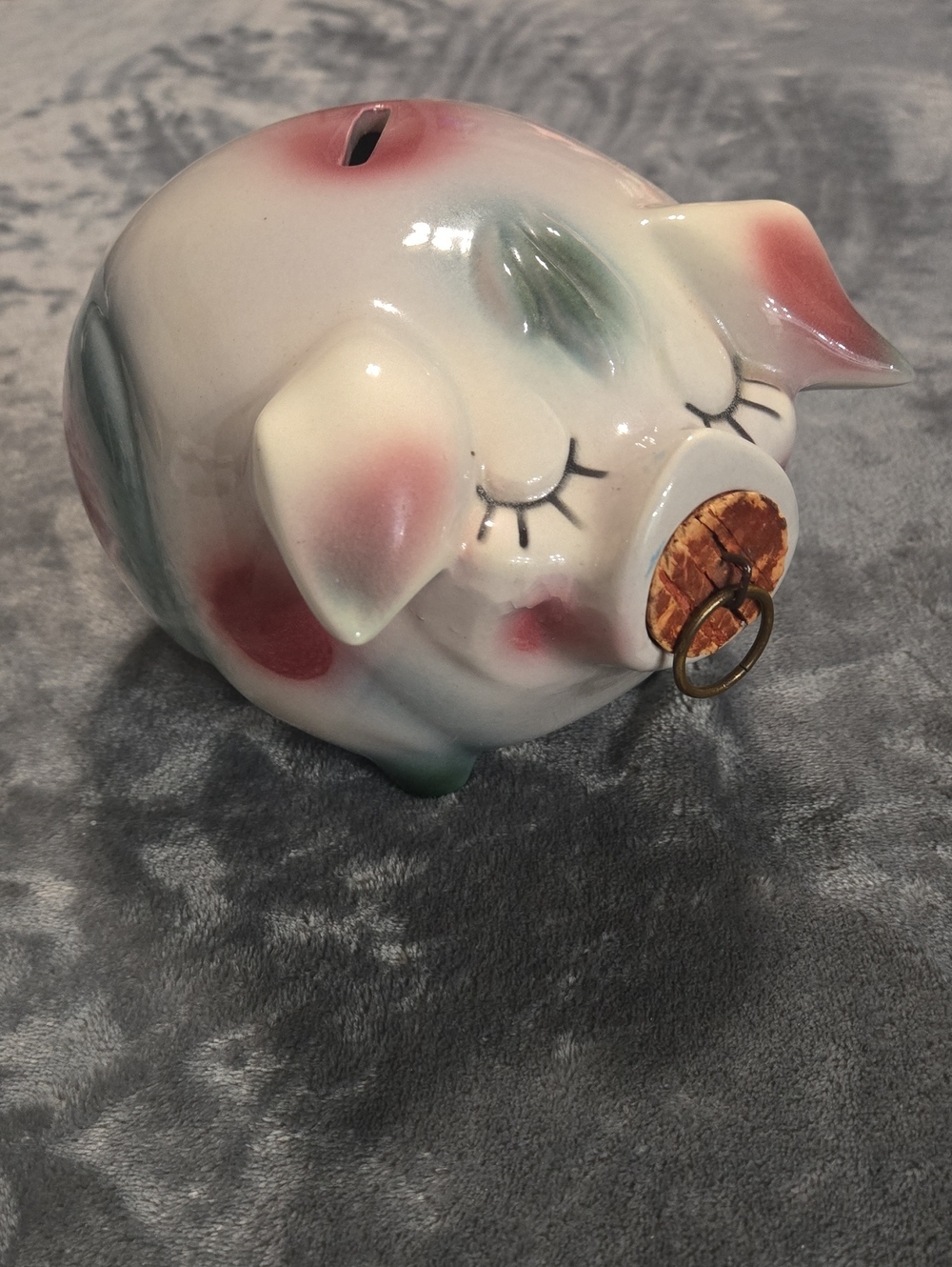 Vintage Corky Pig Hull Pottery 1957 Bullseye Rare Burgundy Dark Green Corky Pig